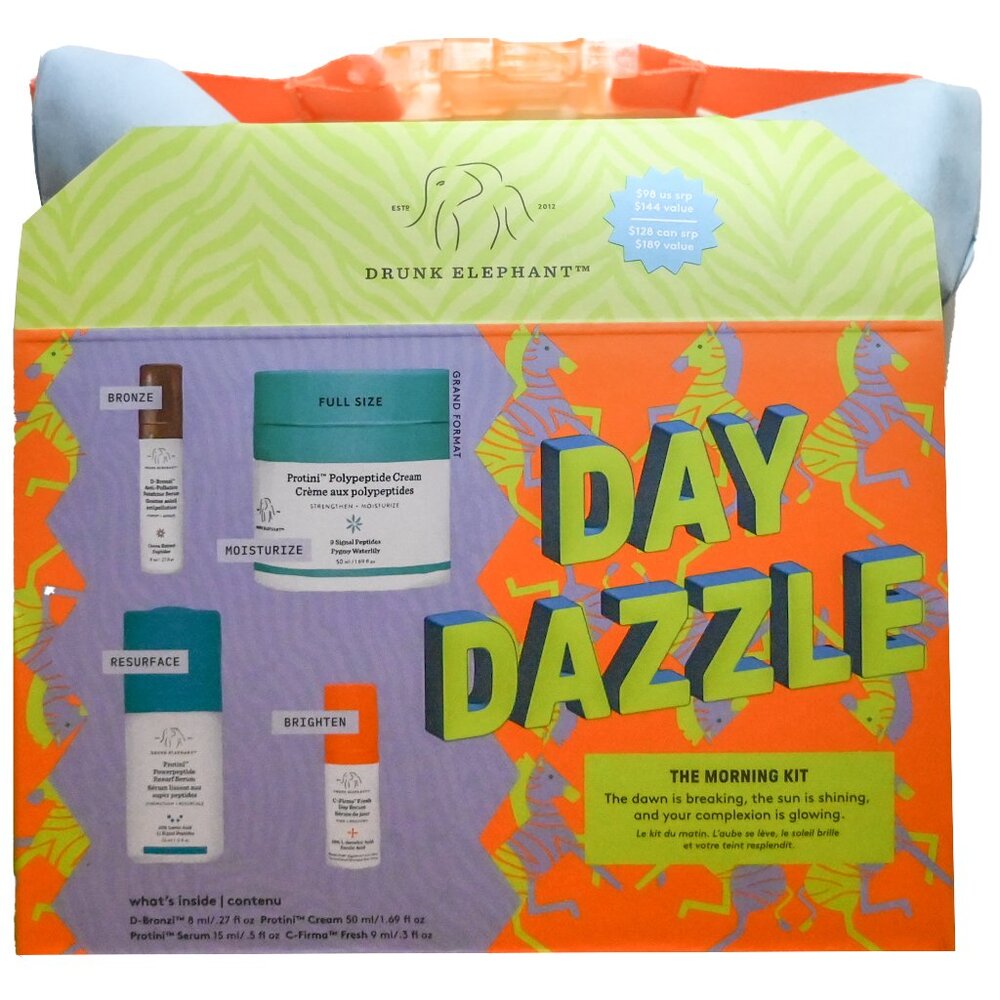 NEW Drunk Elephant Day Dazzle Kit with Full Size Protini + D-Bronzi, C-Firma - Picture 2 of 2